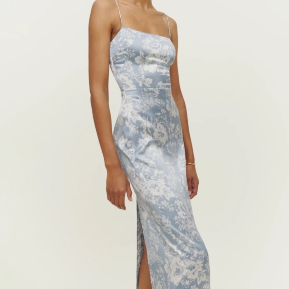 Reformation Frankie Silk Dress in Porcelain